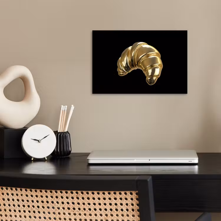 Croissant - Brood - Goud - Zwart poster papier klein -sfeer1