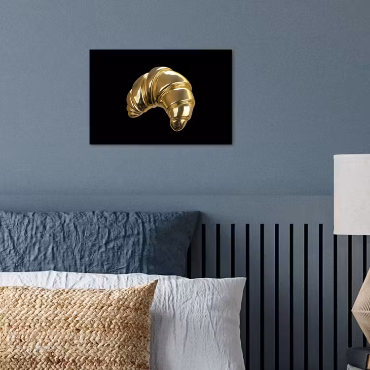 Croissant - Brood - Goud - Zwart poster papier klein -sfeer2