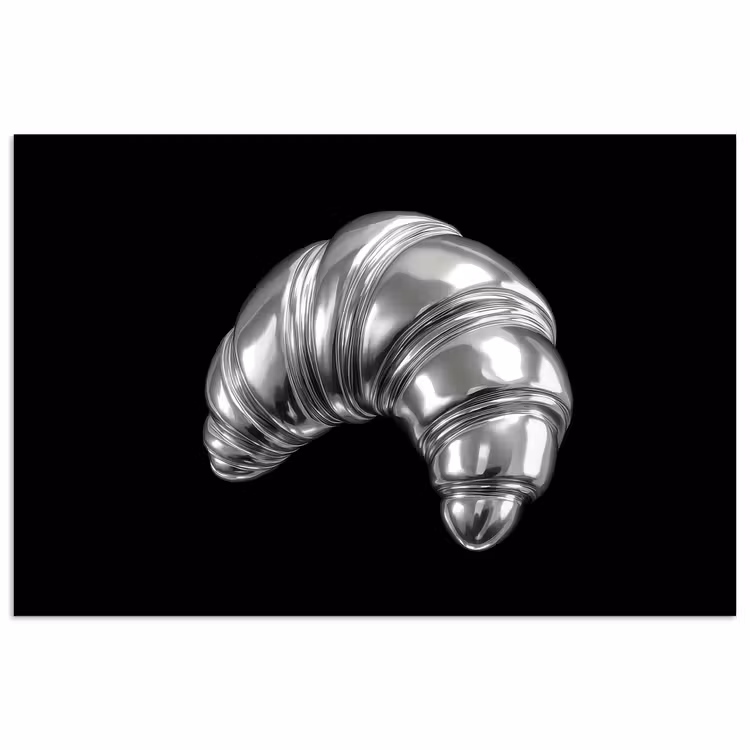 Croissant - Metaal - Zilver poster papier klein -3d