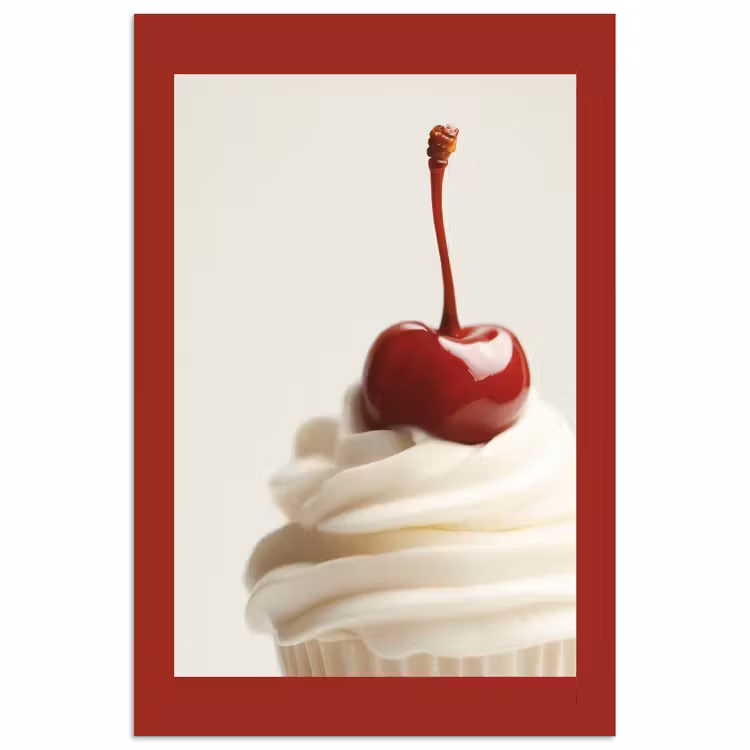 Cupcake - Kers - Rood poster papier klein -3d