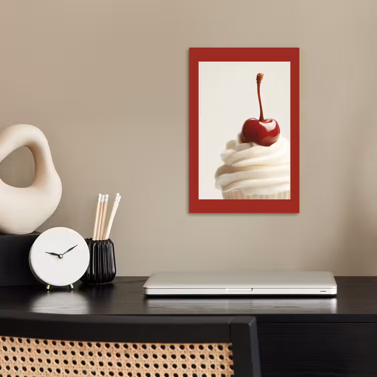 Cupcake - Kers - Rood poster papier klein -sfeer1