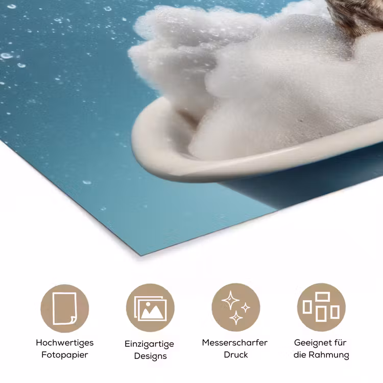 Teckel - Bad - Schuim - Waterdruppels poster papier klein -tcloseup_DE