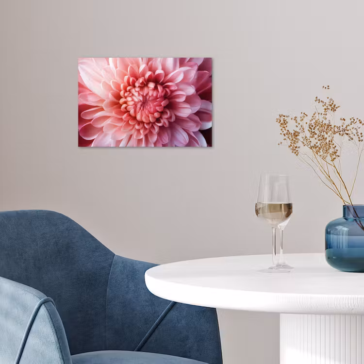 Dahlia - Bloem - Close up - Roze poster papier klein -sfeer3