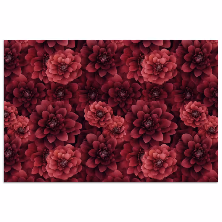 Dahlias - Bloemen - Rood poster papier klein 62 -3d