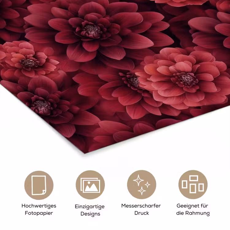 Dahlias - Bloemen - Rood poster papier klein 62 -tcloseup_DE