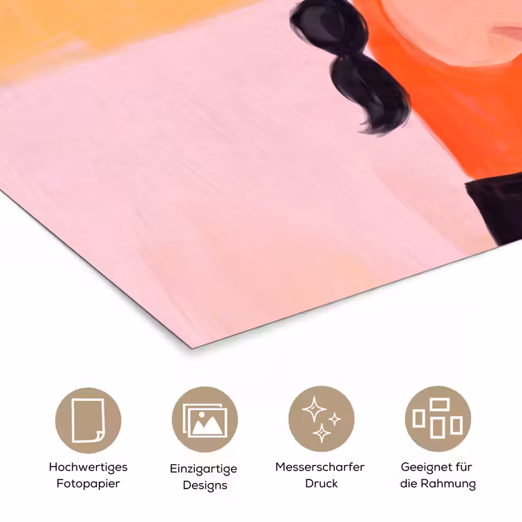 Vrouw - Hoed - Mode - Modern - Oranje poster papier klein -tcloseup_DE