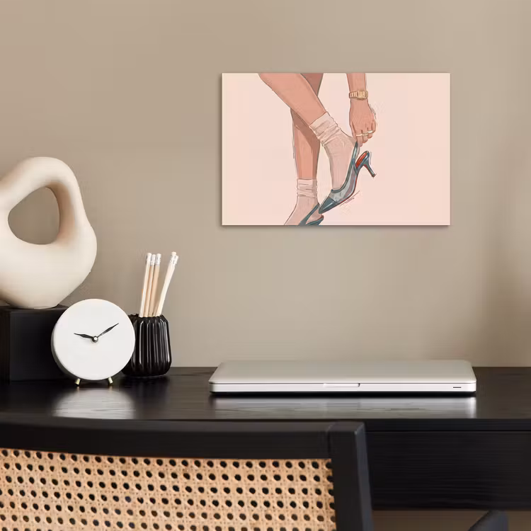Vrouw - Schoen - Mode - Lifestyle - Groen poster papier klein -sfeer1