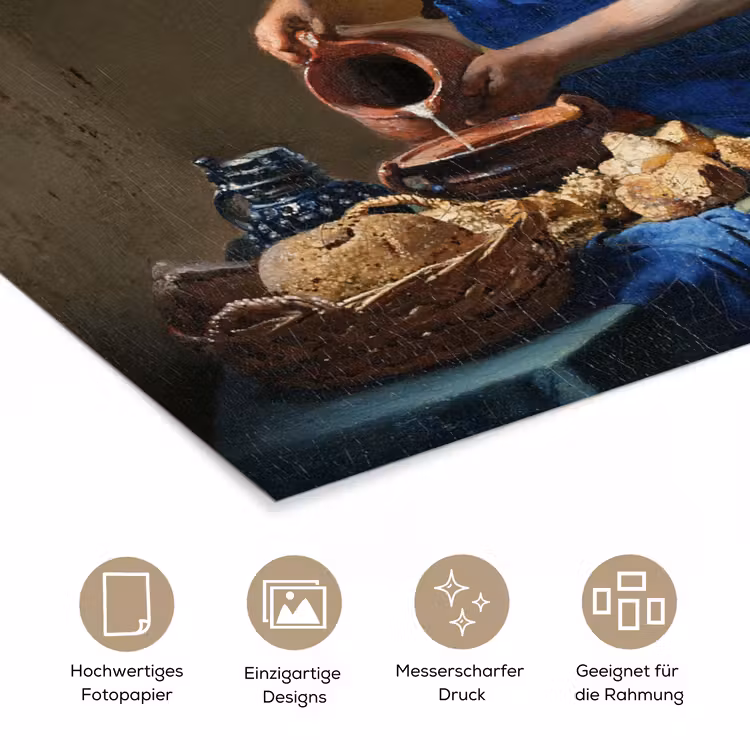 Het melkmeisje - Kunst - Oude meesters - Vermeer poster papier klein -tcloseup_DE