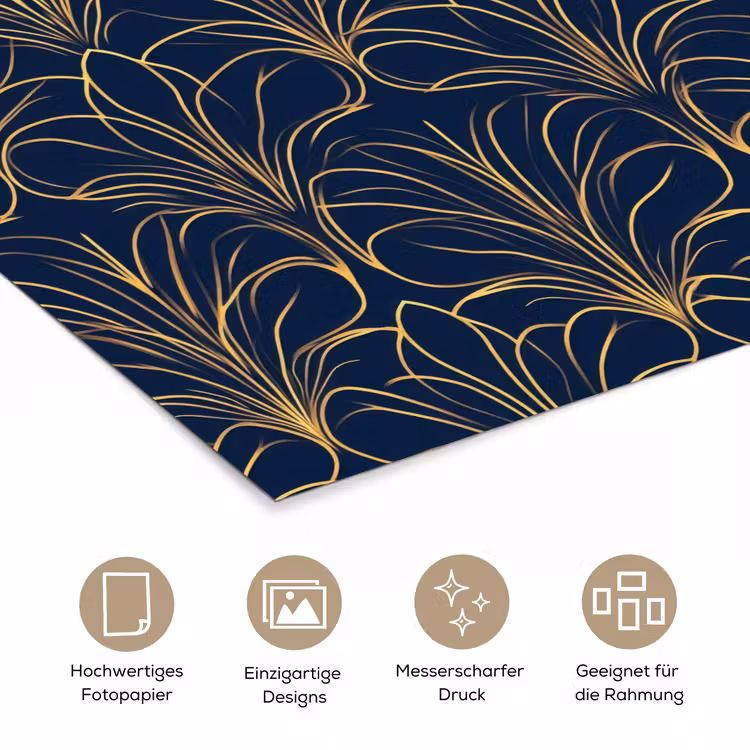 Deco - Waaier - Blauw poster papier klein 62 -tcloseup_DE
