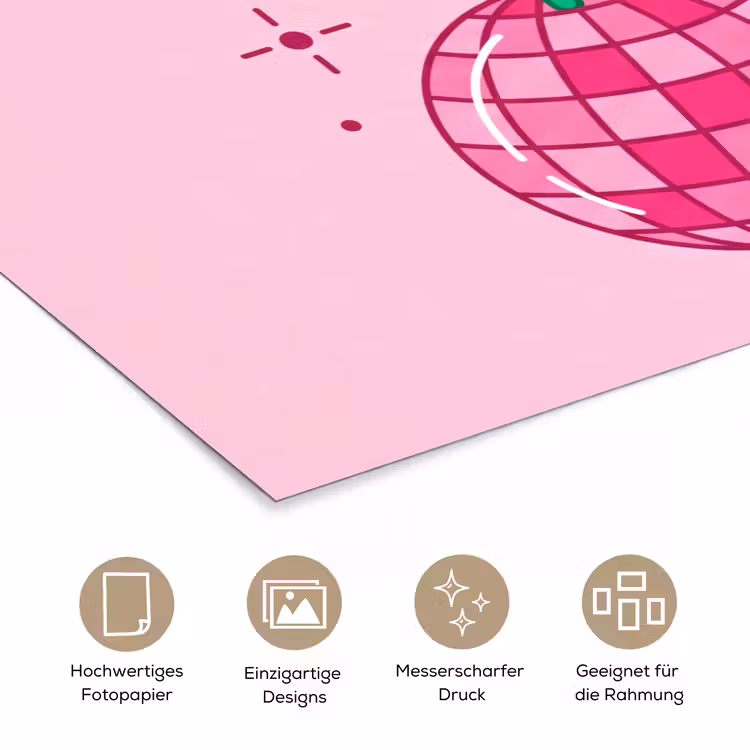 Decoratie - Disco-bal - Feest - Roze poster papier klein -tcloseup_DE
