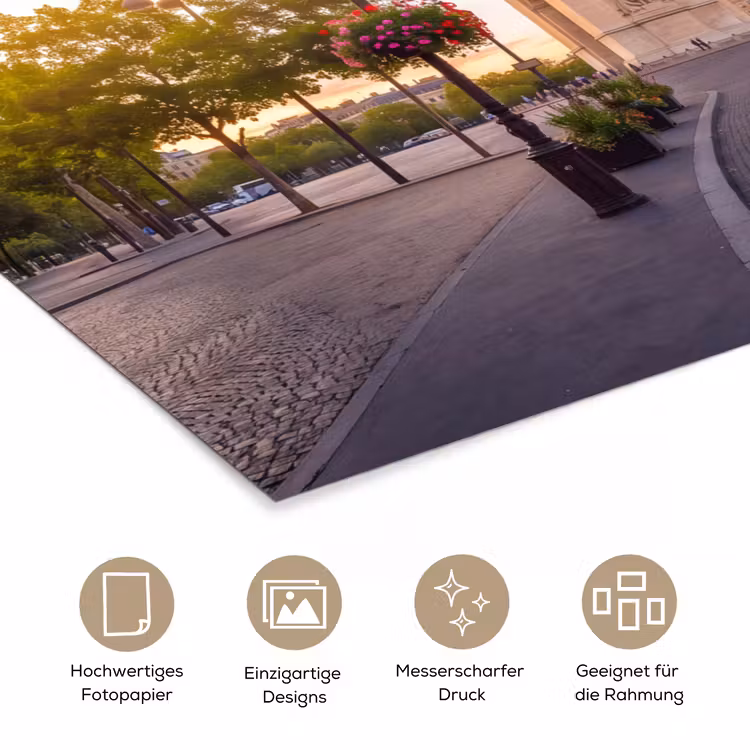Monument - Parijs - Zonsondergang - Architectuur - Goud poster papier klein -tcloseup_DE
