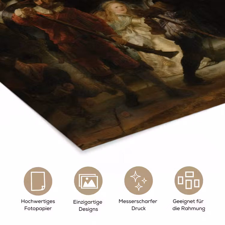 De Nachtwacht - Kunst - Oude meesters - Rembrandt poster papier klein -tcloseup_DE