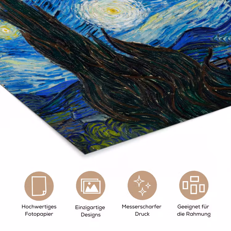 De sterrennacht - Vincent van Gogh poster papier klein -tcloseup_DE