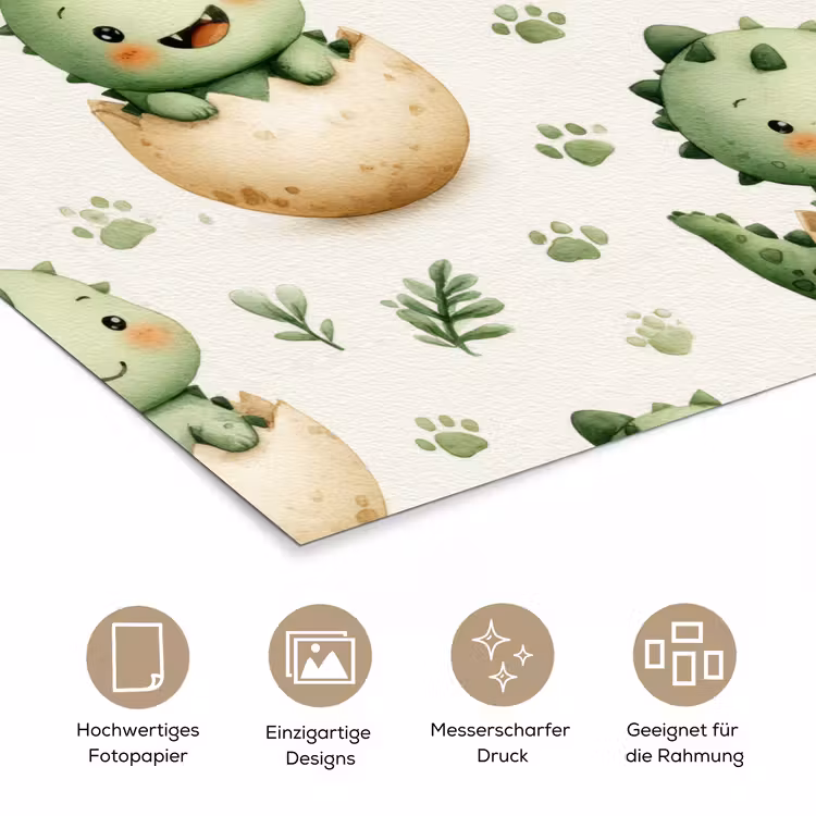 Dino - Eieren - Groen poster papier klein 62 -tcloseup_DE