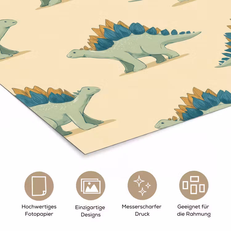 Dino - Patroon - Groen poster papier klein 62 -tcloseup_DE
