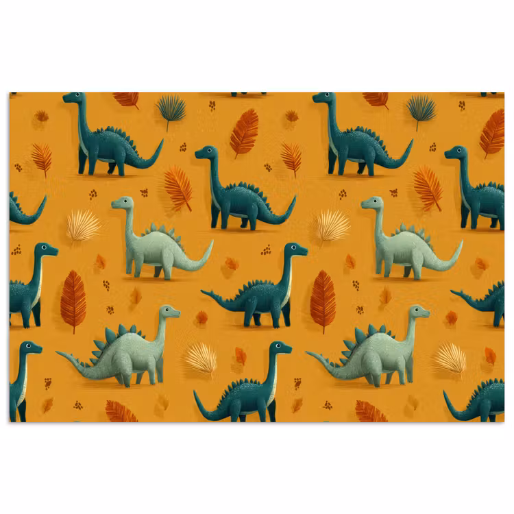 Dinosaurussen - Stekels - Herfstbladeren - Bruin poster papier klein -3d