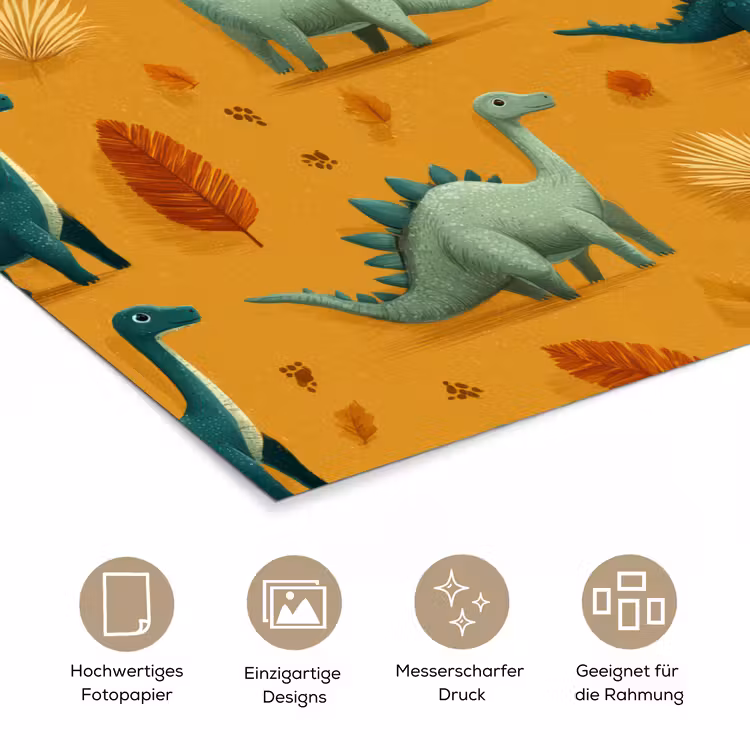 Dinosaurussen - Stekels - Herfstbladeren - Bruin poster papier klein -tcloseup_DE