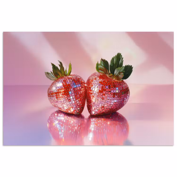 Disco - Fruit - Glitter - Strawberry poster papier klein -3d