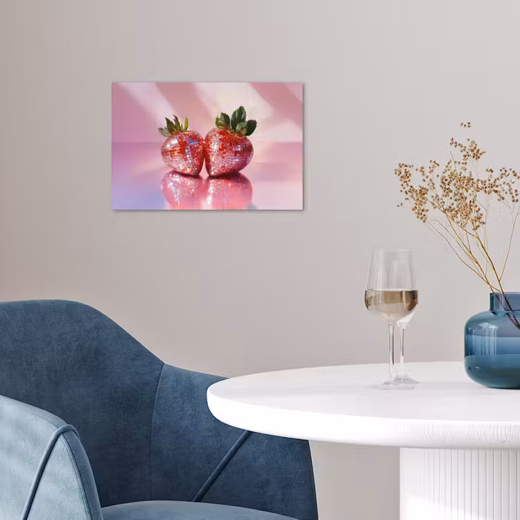 Disco - Fruit - Glitter - Strawberry poster papier klein -sfeer3