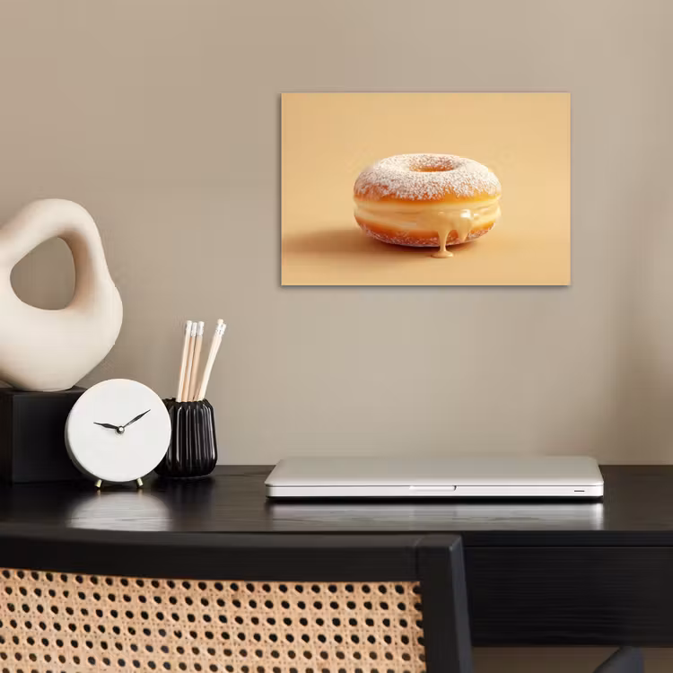 Donut - Romig - Poedersuiker - Beige poster papier klein -sfeer1
