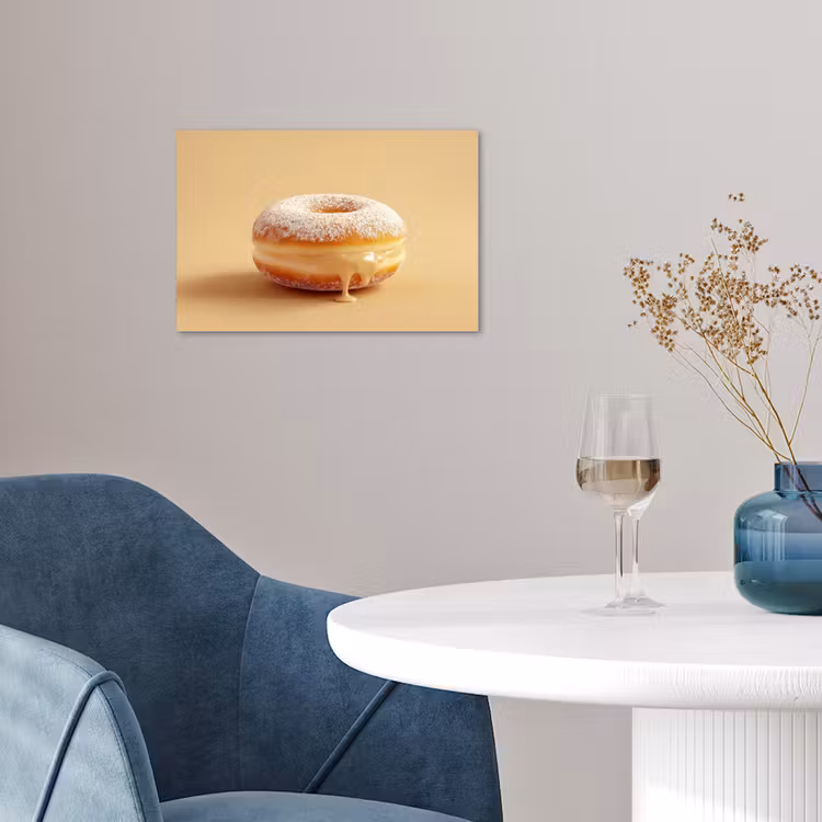 Donut - Romig - Poedersuiker - Beige poster papier klein -sfeer3