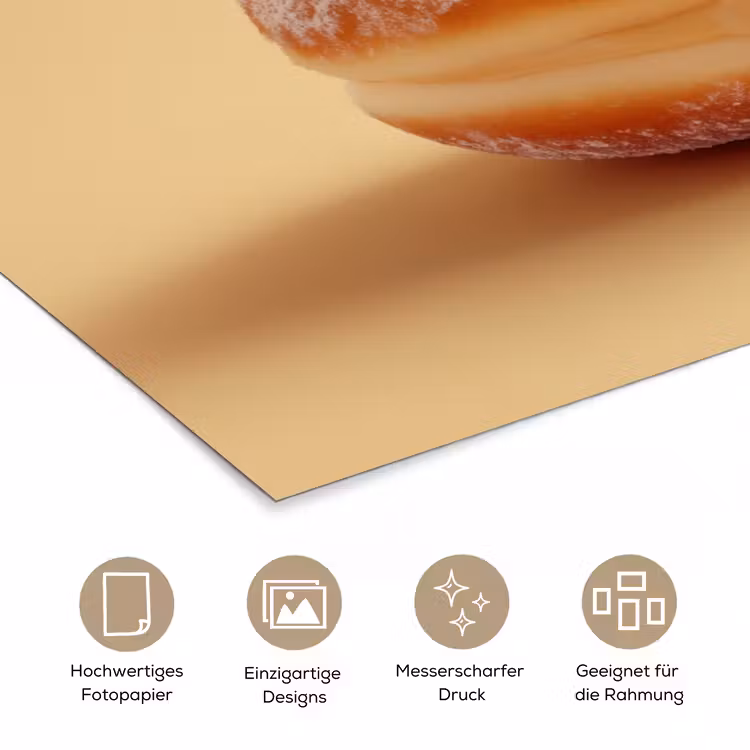 Donut - Romig - Poedersuiker - Beige poster papier klein -tcloseup_DE