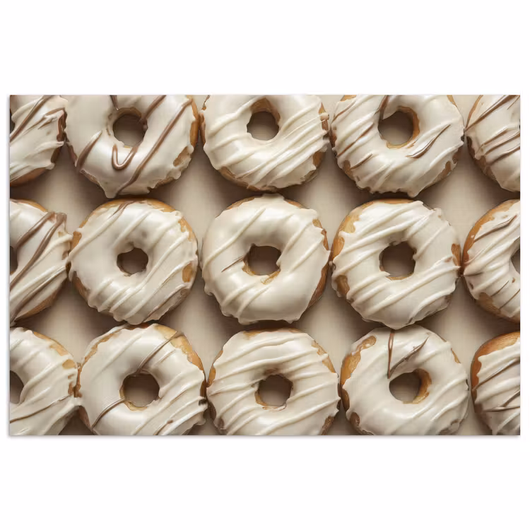 Donuts - Chocolade - Wit - Beige poster papier klein -3d
