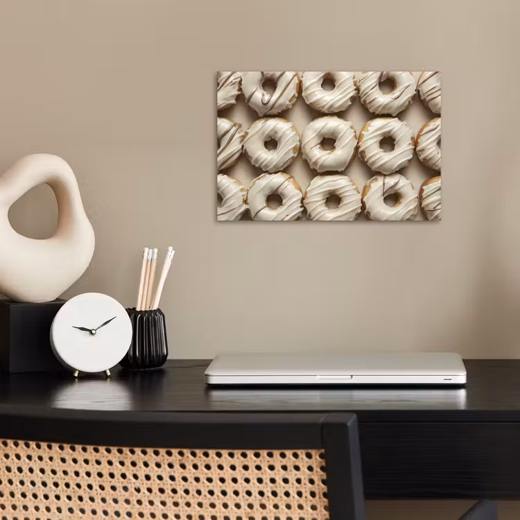Donuts - Chocolade - Wit - Beige poster papier klein -sfeer1