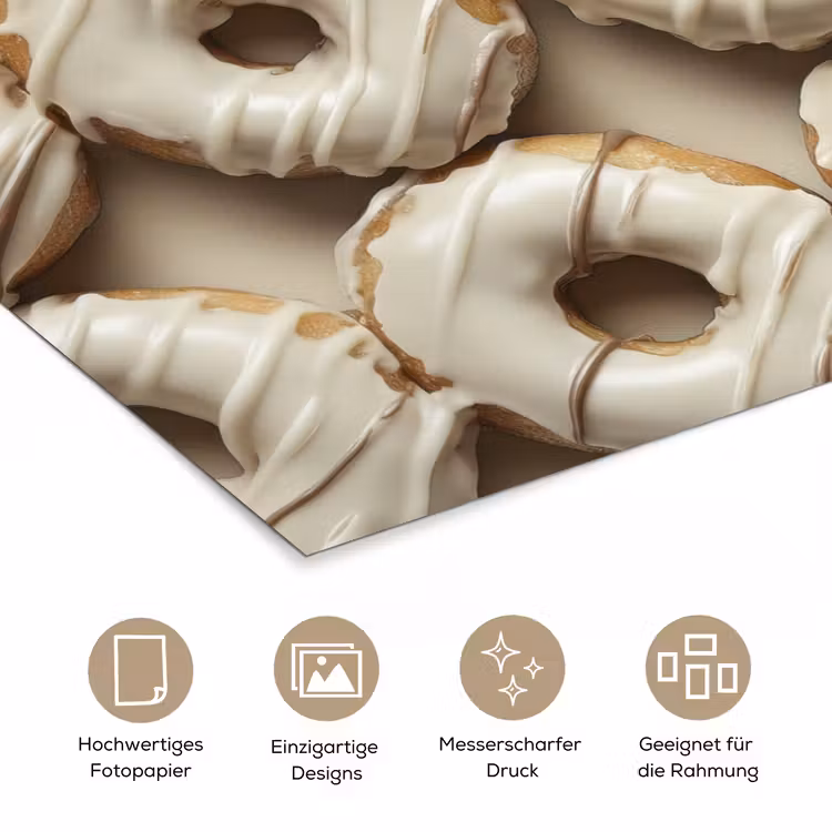 Donuts - Chocolade - Wit - Beige poster papier klein -tcloseup_DE