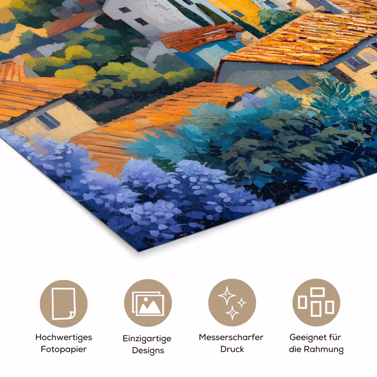 Dorp - Heuvels - Landschap - Bomen poster papier klein -tcloseup_DE
