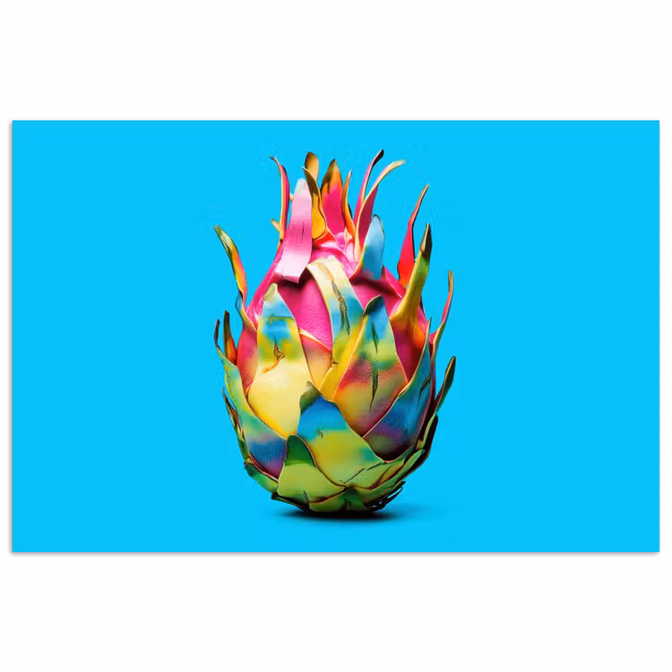 Drakenfruit - Blauw - Levendig poster papier klein -3d
