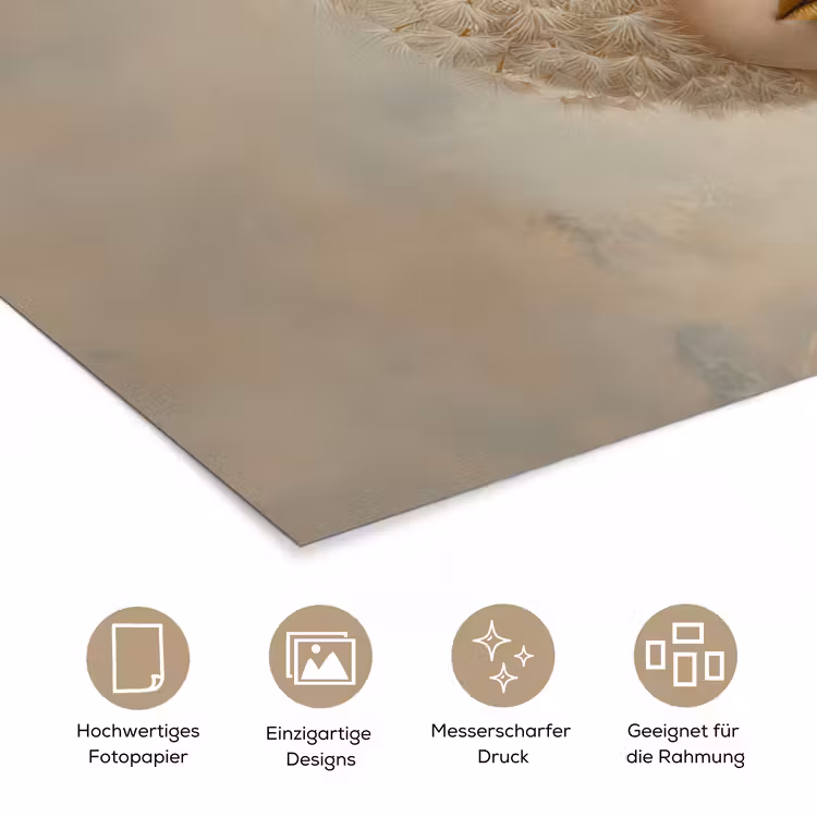 Dromerig - Beige - Paardenbloemzaadjes poster papier klein -tcloseup_DE