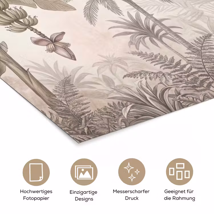 Jungle - Banenboom - Kolibrie - Beige poster papier klein -tcloseup_DE