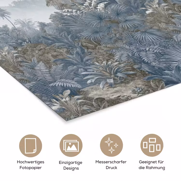 Jungle - Landschap - Blauw poster papier klein -tcloseup_DE
