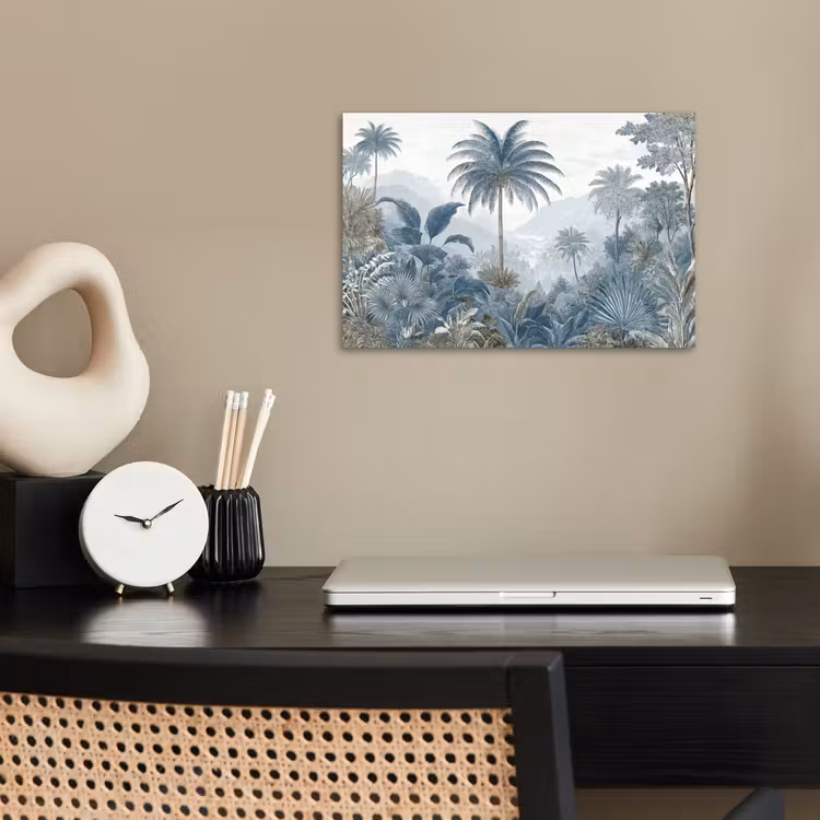 Jungle - Modern - Blauw - Groen poster papier klein -sfeer1