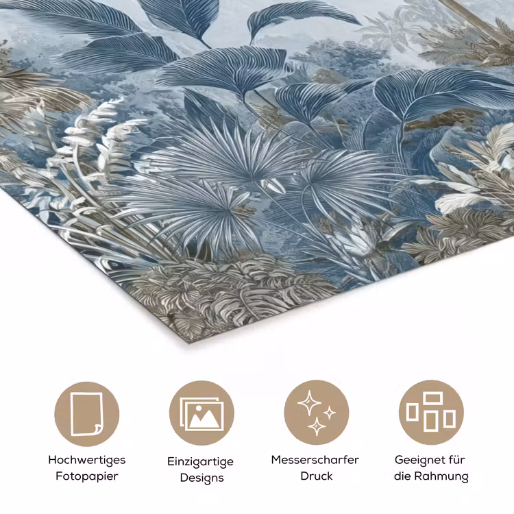 Jungle - Modern - Blauw - Groen poster papier klein -tcloseup_DE