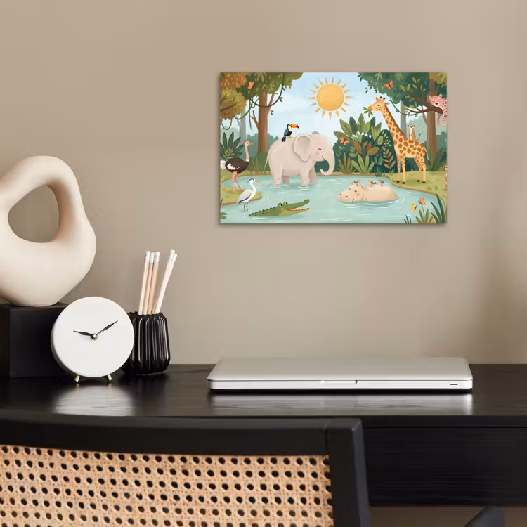 Jungle - Oase - Dieren - Kleurrijk poster papier klein -sfeer1