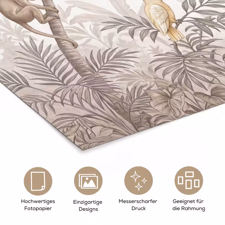 Jungle - Dieren - Palmbomen poster papier klein -tcloseup_DE