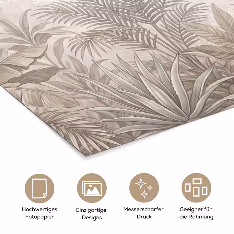 Jungle - Tropisch - Natuur -Vintage - Beige poster papier klein -tcloseup_DE