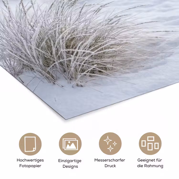 Duinen - Sneeuw - Strand - Winter - Serene poster papier klein -tcloseup_DE