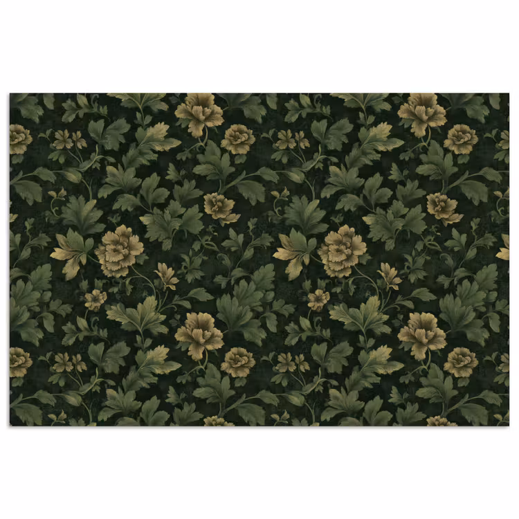 Donker - Groen - Goud - Botanisch poster papier klein 62 -3d