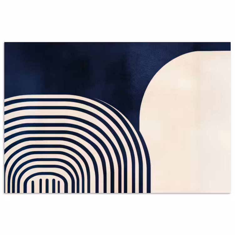 Donkerblauw - Abstract - Lijnen poster papier klein -3d