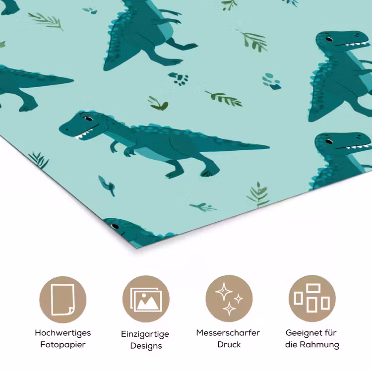 Donkergroen - Dinosaurussen - Afdrukken - Bladeren poster papier klein -tcloseup_DE