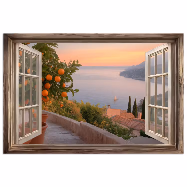 Doorkijk - Uitzicht - Meer - Landschap poster papier klein -3d