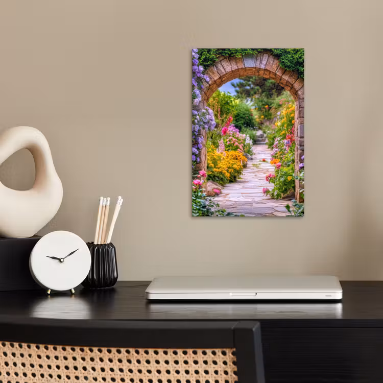 Doorkijk - Bloemen - Pad - Natuur poster papier klein -sfeer1