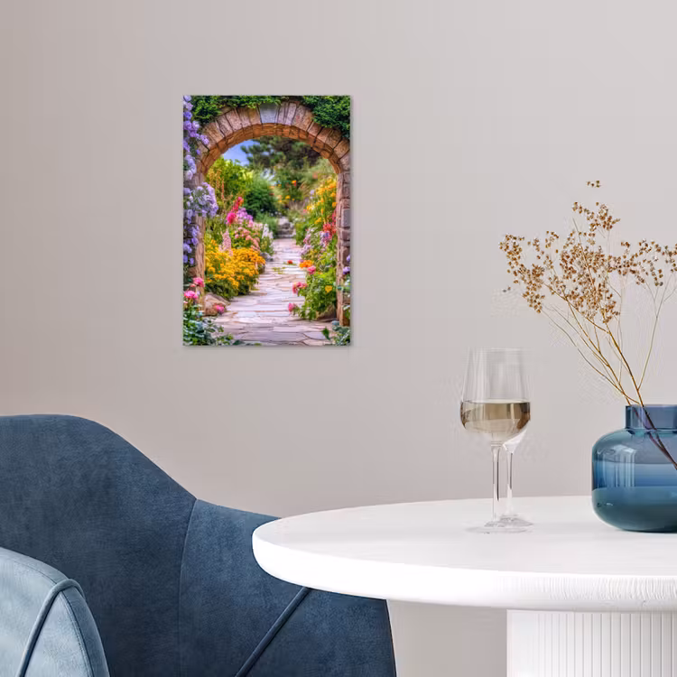 Doorkijk - Bloemen - Pad - Natuur poster papier klein -sfeer3