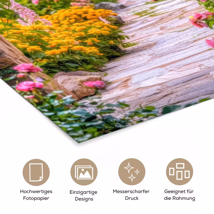 Doorkijk - Bloemen - Pad - Natuur poster papier klein -tcloseup_DE