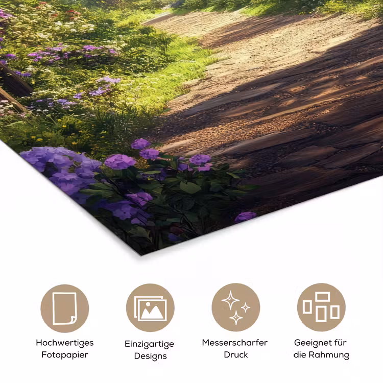 Doorkijk - Rozenboog - Uitzicht - Landschap - Bloemen poster papier klein -tcloseup_DE