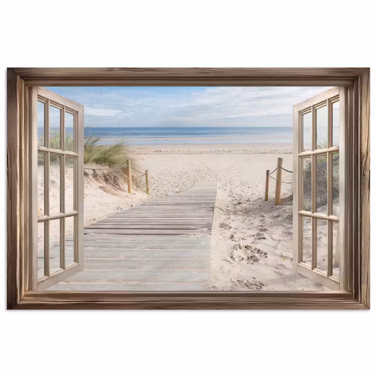 Doorkijk - Strand - Duinen - Pad - Landschap poster papier klein -3d