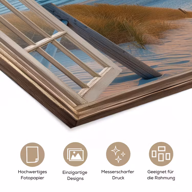 Doorkijk - Strand - Pad - Zonsondergang poster papier klein -tcloseup_DE